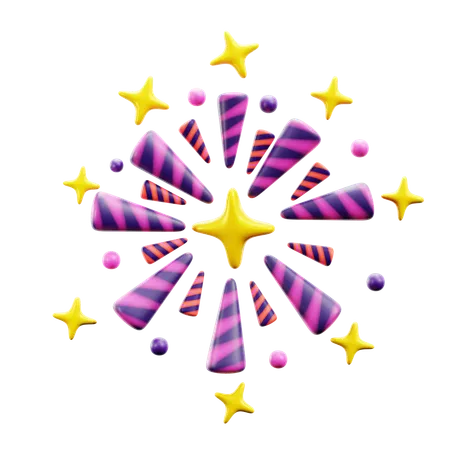 Festive Firework Bursting And Sparkling To Celebrate Happy New Year Party Event 3 D Icon Illustration Design 3D Icon