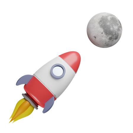 Rocket heading for the Moon 3D Illustration