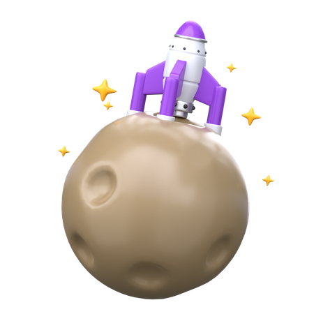 Rocket Landed on Moon  3D Icon