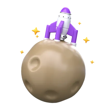 Rocket Landed On Moon 3 D Icon 3D Icon
