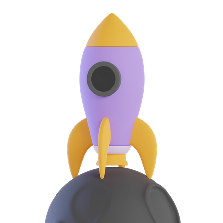 Rocket Landed On Moon  3D Icon