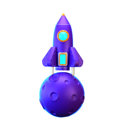 Rocket Landed On Moon  3D Icon
