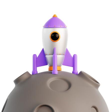 Rocket Landed On Moon  3D Icon