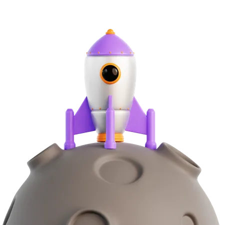 Rocket Landed On Moon  3D Icon