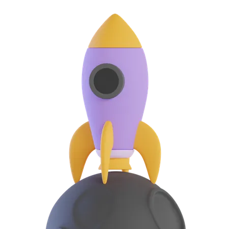 Rocket Landed On Moon  3D Icon