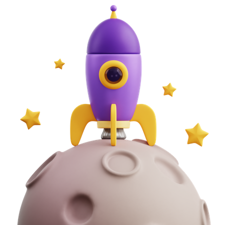 Rocket Landed On Moon  3D Icon