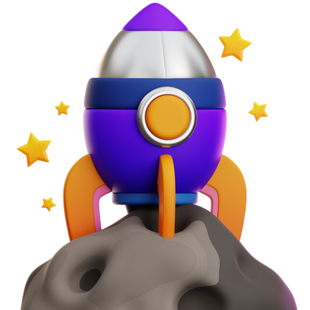 ROCKET LANDED ON MOON  3D Icon