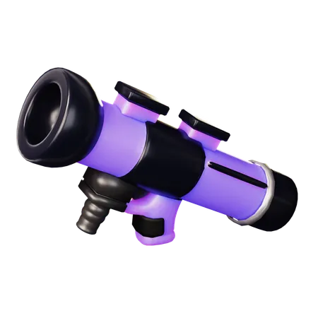 Cute Cartoon Rocket Laucher Gun Weapon In Black And Purple Tone Police Bandit And Military Weapon Defense Help Option Against Enemy Aggressor Anti Terrorism Action 3D Icon
