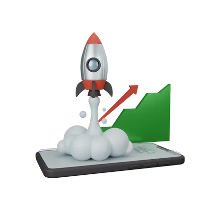 Rocket Launch  3D Icon