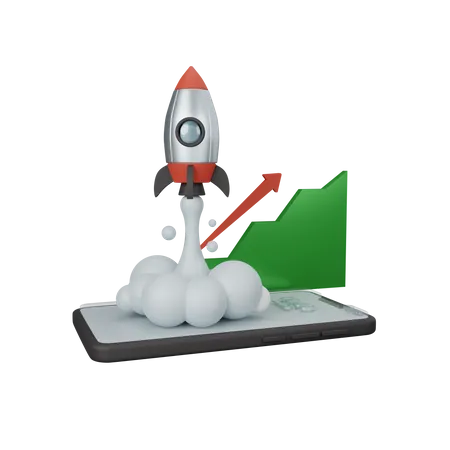 3 D Rendering Rocket Launching Isolated Useful For Business Company Corporate And Finance Design 3D Icon