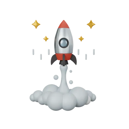 3 D Rendering Rocket Launch Isolated Useful For Business Company Corporate And Finance Design 3D Icon