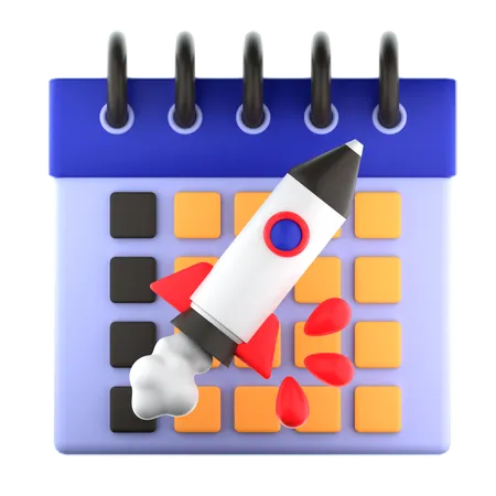 Rocket Launch On Date  3D Icon