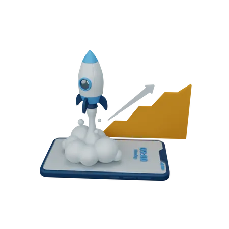 Rocket launching  3D Icon