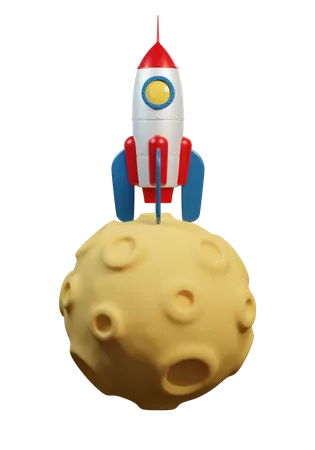 Rocket on planet earth 3D Illustration