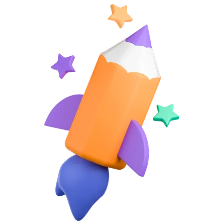 Rocket Pencil  3D Icon