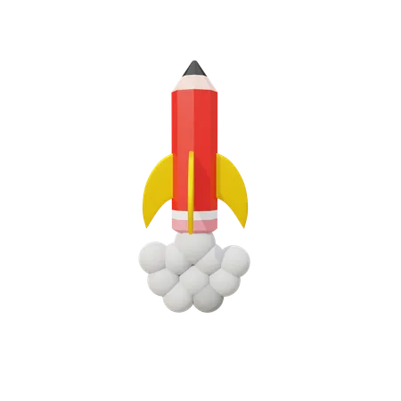 Rocket Pencil  3D Icon