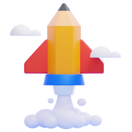 Rocket Pencil  3D Icon