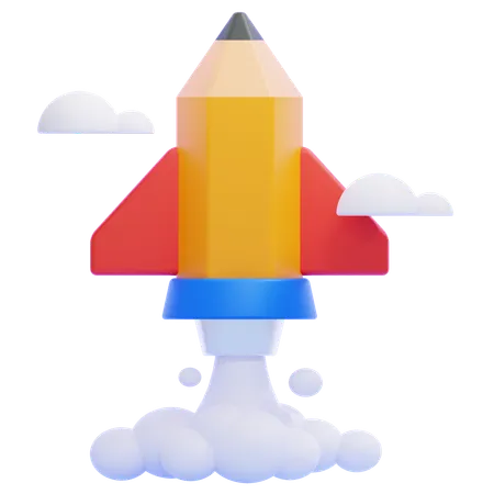 Rocket Pencil  3D Icon