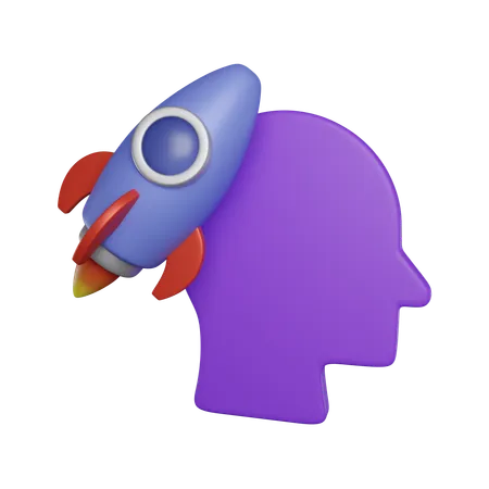 Rocket Startup Head 3 D Icon 3D Icon