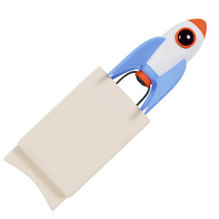 Rocket With Banner  3D Icon