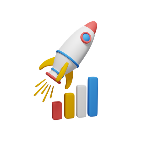 Rocket With Chart  3D Icon