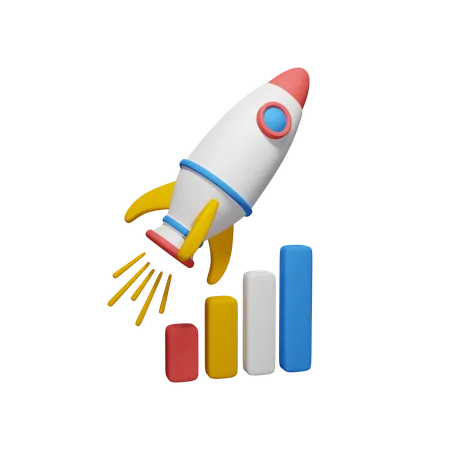 Rocket With Chart  3D Icon