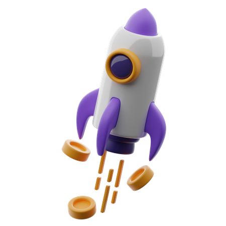 Rocket with coins  3D Icon