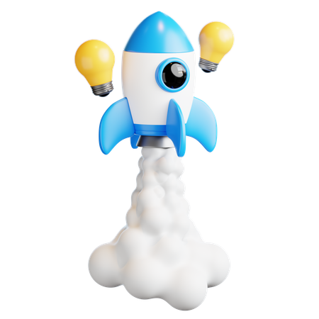 Rocket With Idea Trail  3D Icon