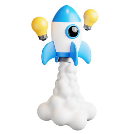Rocket With Idea Trail  3D Icon