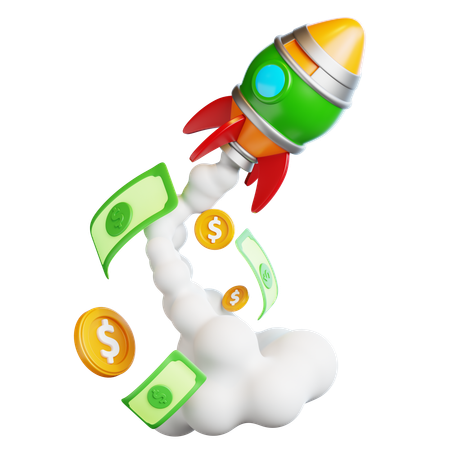 Rocket with Money Trail  3D Icon