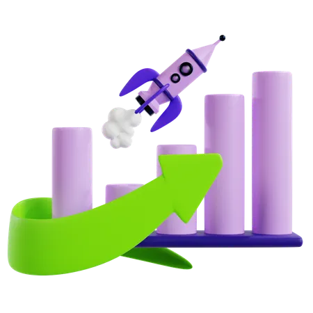 Rocketing Startup Rapid Growth  3D Icon