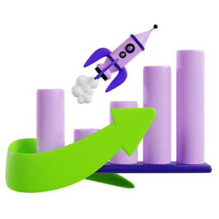 Rocketing Startup Rapid Growth  3D Icon