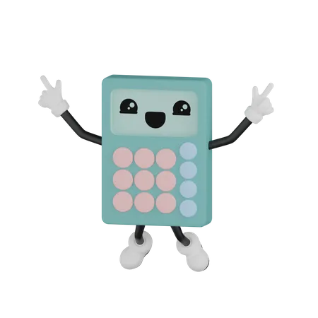 Calculator Character With Various Expression 3D Illustration