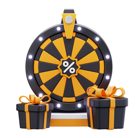Roda da fortuna com caixas de presente  Ícone 3D