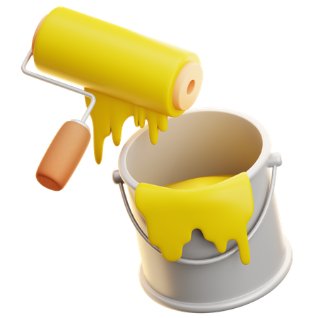 Rodillo y pintura  3D Icon