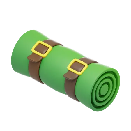 Rolled Green Carpet Mat 3D Icon