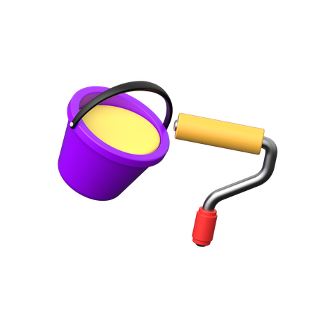 Roller And Bucket  3D Icon