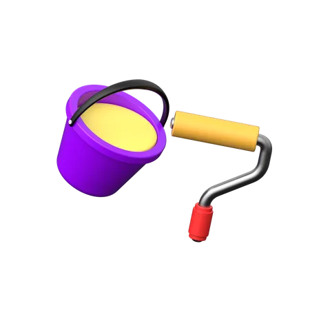 Roller And Bucket  3D Icon