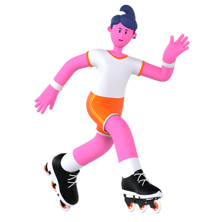 Roller Blade Player  3D Illustration