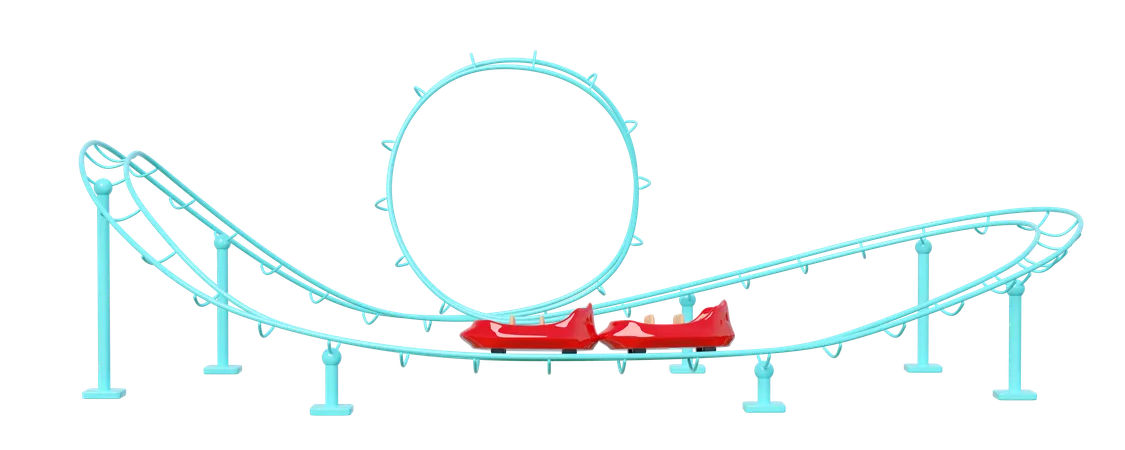 Roller Coaster For Theme Park 3 D Render Illustration 3D Icon