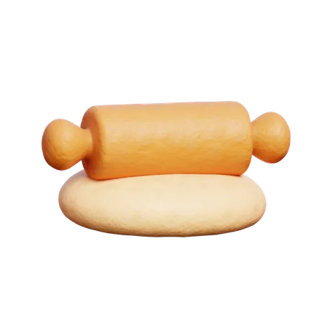 3 D Rolling Pin Bakery Dessert Baking Tools 3 D Rendering 3D Icon