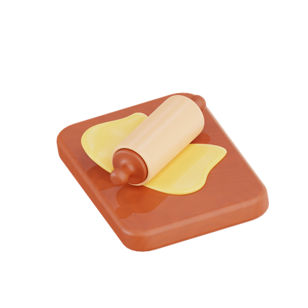 生地に麺棒を当てる  3D Illustration