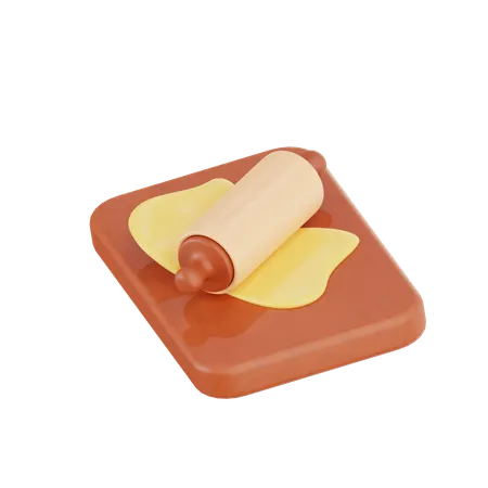 Rolling Pin on Dough  3D Illustration