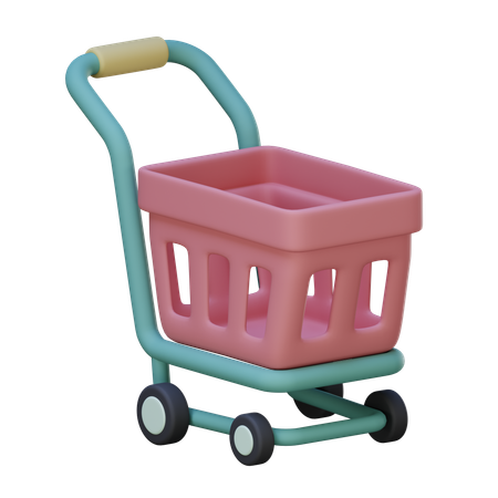 Rolling Shopping Cart  3D Icon