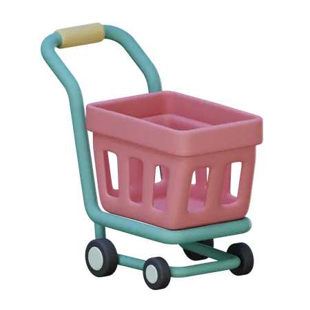 Rolling Shopping Cart  3D Icon