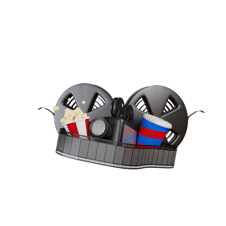 Rollo de película y palomitas de maíz  3D Icon