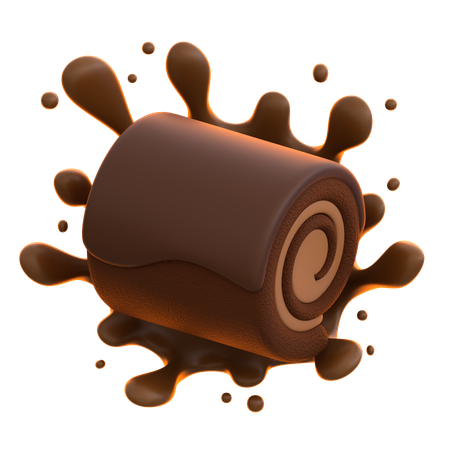 Rolo de bolo de chocolate  3D Icon