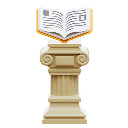 Roman Pole and Book 3D Illustration