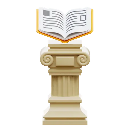 Roman Pole and Book  3D Illustration