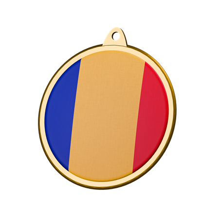 Romania Flag Medal Badge  3D Icon